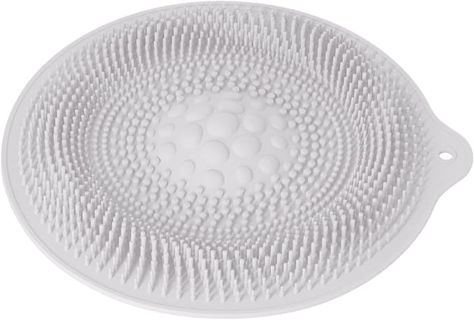 Foot Massage Pad Rubber Shower Brush Adsorbent Mini Scrubber Foot Scrub Pad Exfoliating Soothing Tired Feet Clean Reuse Home Travel(Light Grey)