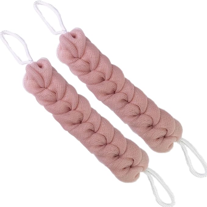 PPHAO - Back Scrubber for Shower - Bath Sponge - Long Loofah for Women - Bath Back Scrubber for Shower for Women - Loofah Sponge for Men - 21.5 INCH - Pink Loofah - 2 Pack