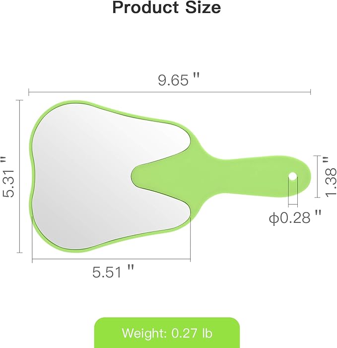 Annhua Hand Mirror Small Face Mirrors, Handheld Mirrors with Handle Tooth Shaped Mirror Tool for Dentist Clinic, Barber, Salon and Hairdreesing - Green