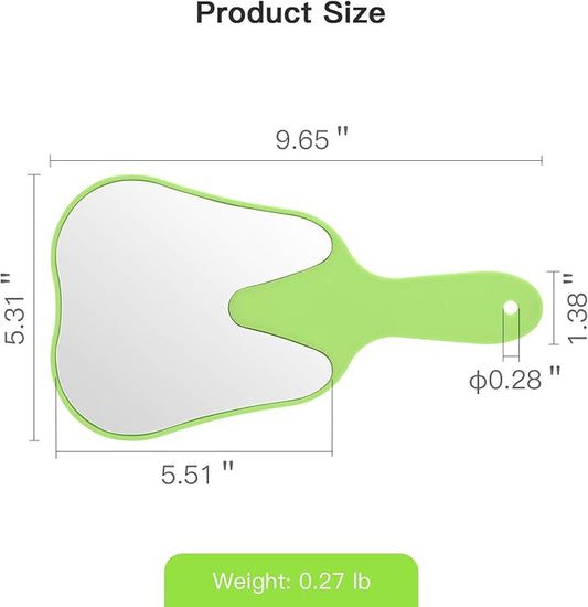 Annhua Hand Mirror Small Face Mirrors, Handheld Mirrors with Handle Tooth Shaped Mirror Tool for Dentist Clinic, Barber, Salon and Hairdreesing - Green