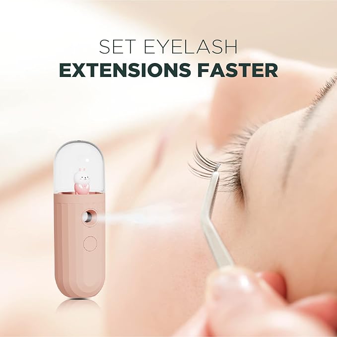 Nano Mister, Mate2GO Eyelash Nebulizer Nano Facial Mister Cool Mist Steamer Handy Mist Sprayer Moisturizing & Hydrating for Skin Care, Makeup, Eyelash Extensions, USB Rechargeable - New Pink