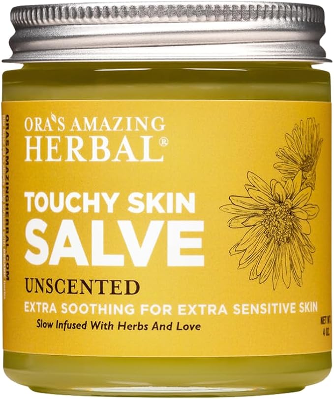 Touchy Skin Salve, Eczema Cream for Kids and Adults, Natural Sensitive Skin Treatment, Itch Cream, Calendula Ointment, 4 oz