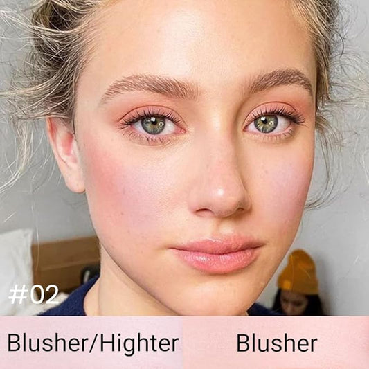 3 IN 1 Brown Nude Face Highlight Bronzer Powder Palette for Face Cheeks Contour Brightening, Buildable Matte Coverage Natural Makeup,Ultra Sculpt Nose Shadow Eyeshadow Primer-Orange