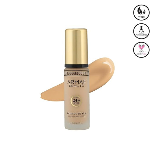 Armaf BeautΓ© Parfaite Fix Liquid Foundation Makeup - Water Resistant, Lasts Up To 24 Hours | Burly Wood, 27 ml/0.91 fl.oz