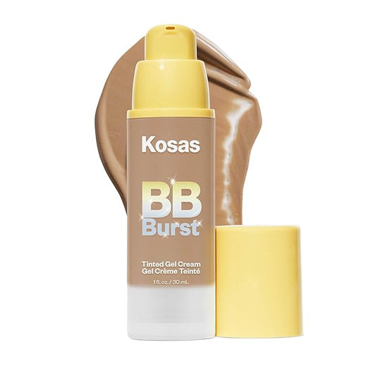 Kosas BB Burst Tinted Face Gel Cream - Supports Healthy Collagen, Smoothes Skin, Hydrates & Moisturizes - Lightweight Buildable Coverage - Medium Deep Neutral Warm 32, (1 Oz/30 ML)