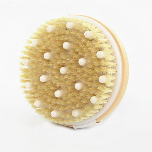 AKOAK Wet or Dry Brushing Body Brush,Gentle Massage Nodes Natural Bristle Body Brush,Exfoliate Skin,Cellulite Treatment, Stimulates Circulation and Glowing Skin