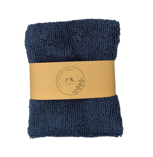 Terry Cloth Soap Holder, Soapie, Soap On A Rope, Soap Cloth, Makeup Remover Cloth, Reusable (2 Pack) (Dark Blue)