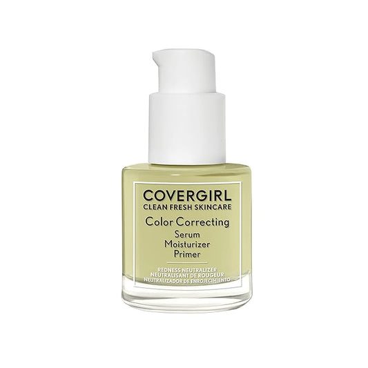 COVERGIRL Clean Fresh Skincare Color Correcting Serum Moisturizer Primer, Redness Neutralizer, For Fair Skin Tones