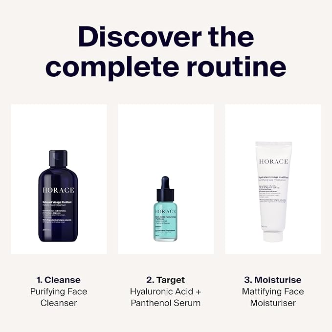 HORACE Hyaluronic Acid + Panthenol Face Serum for Men β Advanced Moisturising Facial Treatment for Dry Skin, Dehydration Lines, and Elasticity β Vegan Skincare for All Skin Types β Unscented, 30ml