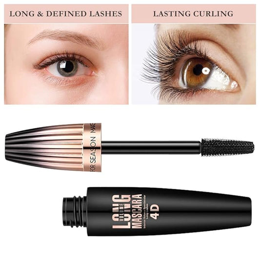 4D Silk Fiber Lash Mascara- Waterproof Mascara Black Volume and Length, Easily to Create Amazing Lashes for Thicker, Long Lasting and Curly Eyelashes