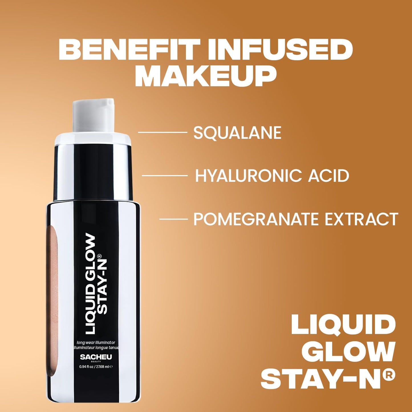 Sacheu Liquid Glow STAY-N Liquid Highlighter & Illuminator Makeup β 30ml Long Lasting Luminous Glow Lightweight Dewy Finish, Golden Hour