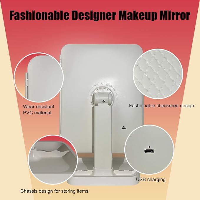 Smart Touch Control Makeup Mirror with 1X/2X/3X Magnification & 270° Rotation - 52 LED Vanity Mirror with 3 Lighting Modes, 95% Daylight Accuracy, USB Charging, Foldable Design for Travel & Home Use