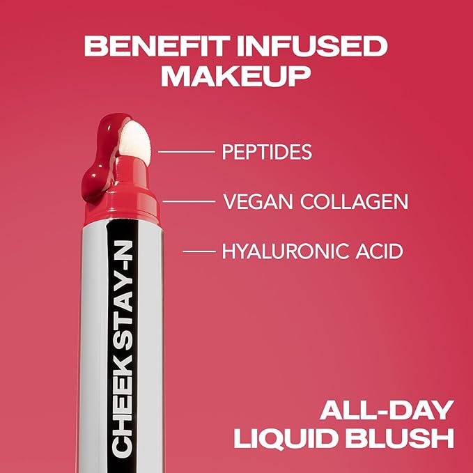 Sacheu Cheek STAY-N Liquid Blush for Cheeks β High Pigment, Buildable, Lightweight Cream Blush Infused With Squalane, for Dewy & Radiant Flushed Cheeks β Long-lasting & Cruelty Free, I'm Flirty