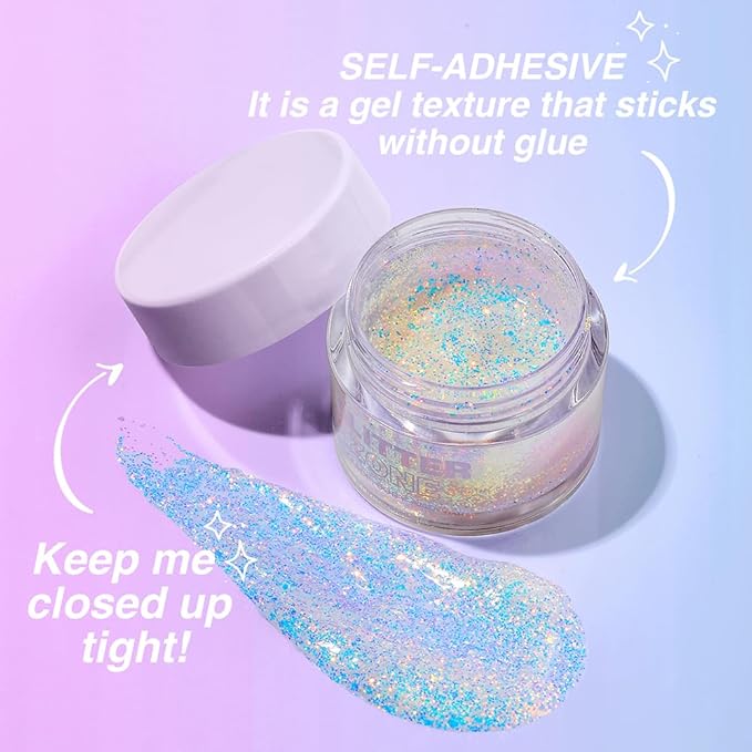 Body Glitter Gel,Face Hair Nails Eye Glitter Makeup, Sequins Shimmer Liquid Eyeshadow Long Lasting Sparkling,Festival Art Party Halloween Glitter Gel(L06)
