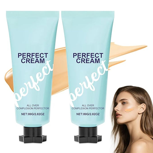 Supreme Creme All-Over Complexion Perfector - Long Lasting Supreme Cream Body Perfector - Waterproof Transfer-Resistant Skin Tint CC Cream Foundation, Hydrating Concealer Shines Natural Beauty (2PC)