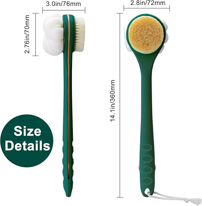 Hotodeal Shower Brush with Bristles and Bath Mesh Sponge