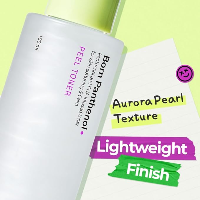 SAM'U Born Panthenol Peel Toner, Instant Hydration with 7 Hyaluronic Acids & Ceramide, Gentle Exfoliating PHA Toner for Women β Korean Skincare for All Skin Types (180ml / 6.08 fl oz)