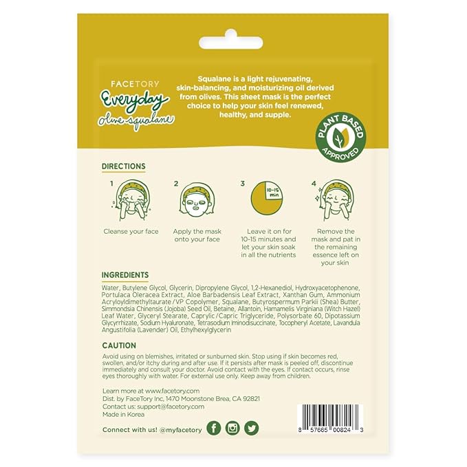 FACETORY K Beauty Face Mask Skin Care - EVERYDAY 8 COLLECTION Sheet Mask Set | Natural Premium Korean Face Mask For All Skin Types - No Sulfates No Parabens (8 pc)