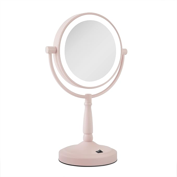 Zadro 9" Round LED Makeup Mirror with Lights and Magnification 5&10X/1X AA Battery Operated Swivel Lighted Makeup Mirror