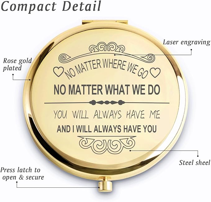 Personalized Gifts for Women Girls, Inspirational Compact Mirrors, 2025 Graduation Gifts for Her, Unique Mothers Day Birthday Gifts for Mom Sister Wife Daughter Niece, Friendship Gifts for Friends