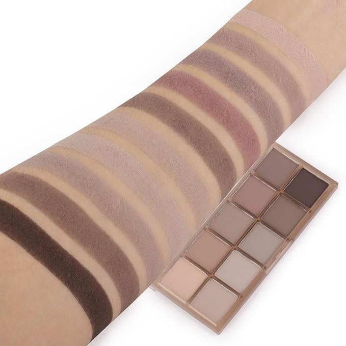 10 Colors Nude Gray Taupe Matte Eyeshadow Palette,Highly Pigmented Neutral Nude Eye Shadow Palette,Ultra-Blendable,Long Lasting Waterproof Travel Size Makeup Pallete,Vegan,Cruelty -free