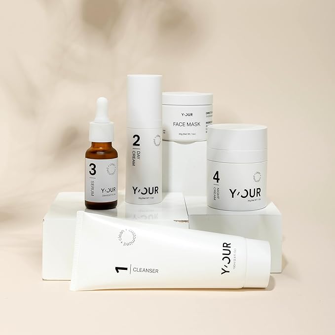 Y'OUR Acne Skincare Kit for Adults β 5-Step System with Cleanser, Day Cream, Serum, Night Cream & Mask β Fights Breakouts & Blemishes β Hydrating & Non-Comedogenic Formula