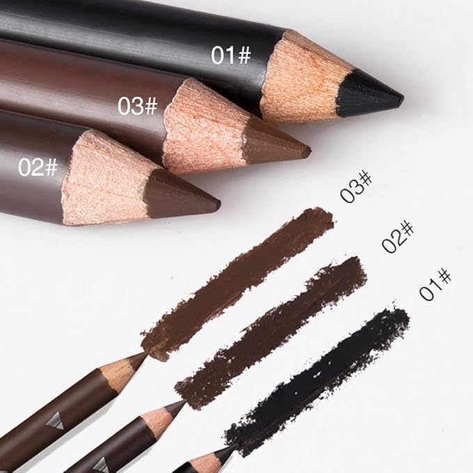 6Pcs Brow Pencil Set with Pencil Sharpener – Wooden Hard-Core Eyebrow Pencils, Perfect for Eye Brows and Eyeliner, Waterproof & Sweat-Proof for Beginner makeup (Dark Brown, Pack of 6)