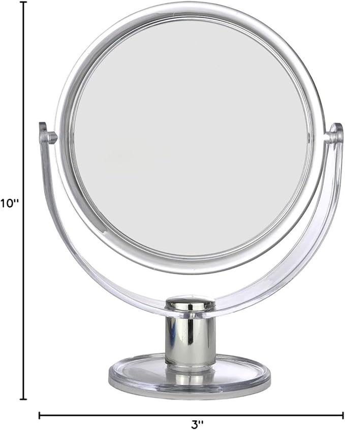 BNYD Vanity Makeup Mirror with Stand – Double Sided 1X/2X Magnification, 360° Swivel Desk Mirror, Portable Tabletop Magnifying Mirror for Bathroom, Bedroom, or Travel