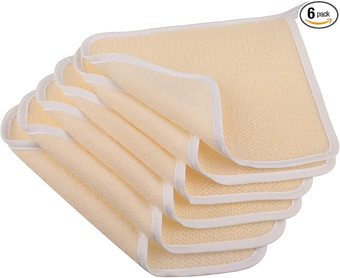 PHOGARY 6 Pack Exfoliating Wash Cloths for Body Scrub and Face Clean, Dual-Sided Wash Towels Bath Washcloths for Men Women Skin Massage Spa - Rough Exfoliating Side and Soft Terry Side