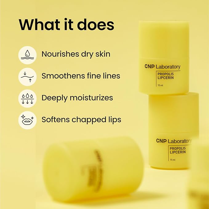 CNP Honey Lip Butter - Propolis Lipcerinβ’ 01 Original, Hydrating Overnight Manuka Lip Balm & Mask, 12hrs Long-lasting Moisture, Gifts for Women, Korean Skin Care, 0.5 fl.oz.