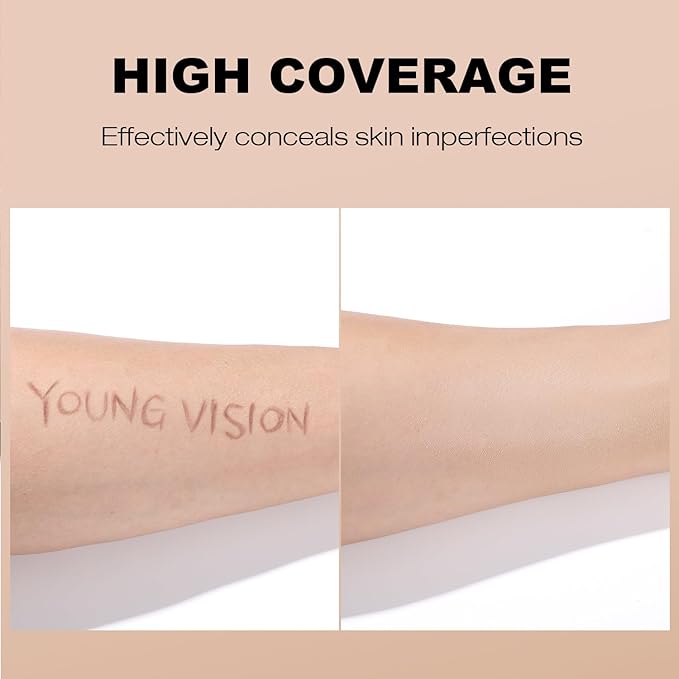 YOUNG VISION Full Coverage Liquid Foundation and Concealer Duo β Long-Wear, Lightweight, Non-Comedogenic, Hydrating, Oil-Free, Waterproof, Skin-Like Finish for All Skin Types