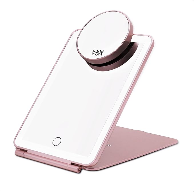 Makeup Mirror with LED Lights β USB Rechargeable Led Lighted Vanity Mirror | Travel Mirror with 3 Color Lights | Touch Screen Sensor Portable and Magnifying Mirror