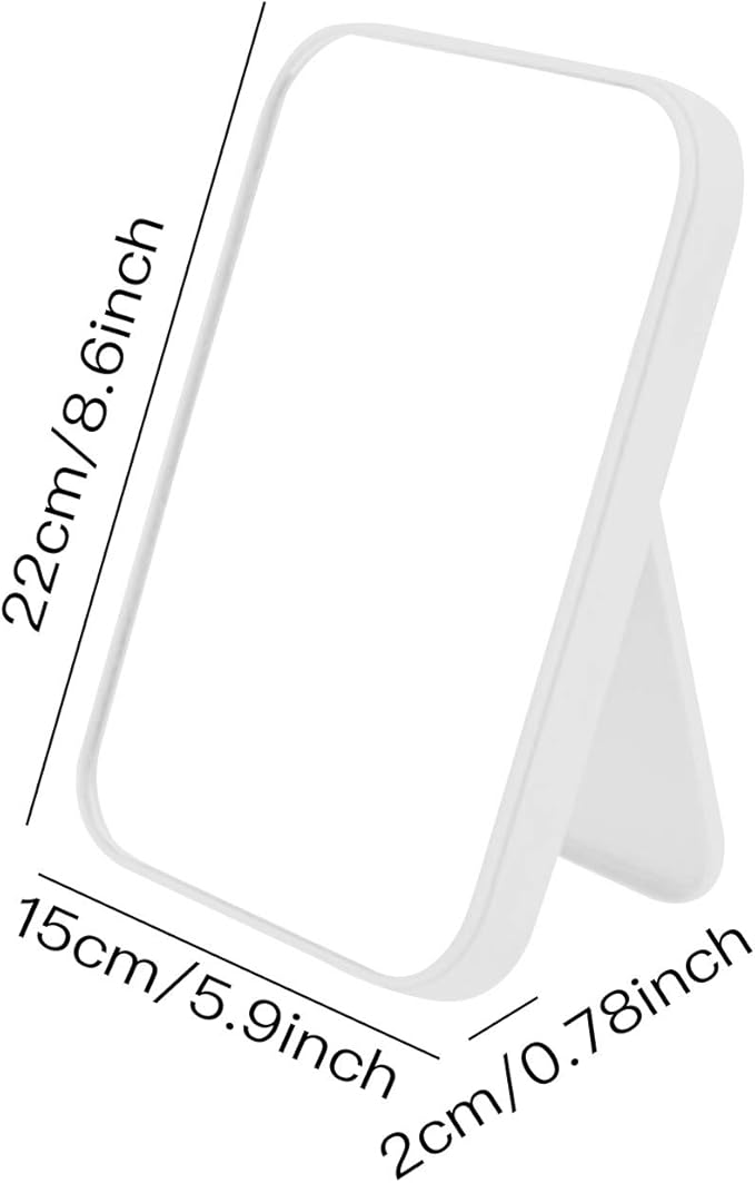 Coobbar Desktop Foldable Makeup Mirror Simple Portable Princess Mirror Square Makeup Mirror for Women (White)