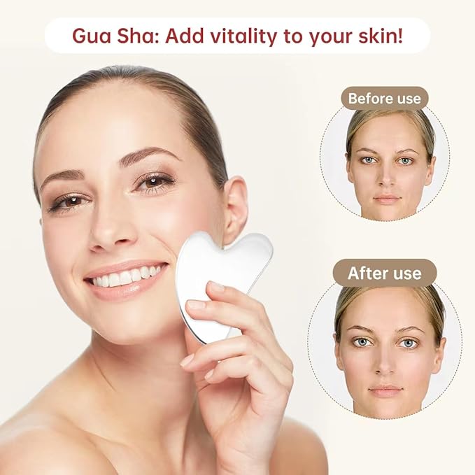 Stainless Steel Gua Sha Facial Tools Mothers Day Gifts for Mom Metal Lymphatic Drainage Massager Body Guasha Gifts for Women