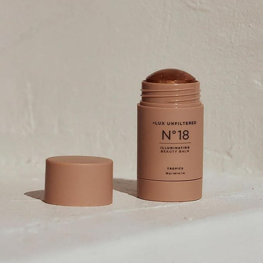 + Lux Unfiltered NΒ°18 Illuminating Beauty Balm - Cream Bronzer Stick with Mango Butter - Buildable and Blendable Bronze Blush Stick - Vegan & Cruelty Free - Tropics (A Sheer Wash of Bronze)