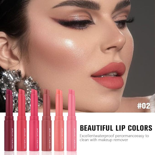 6-Color Velvet Matte Lipstick Balm-in-Pencil for Lips Makeup, Ultra Hydrating, Long-Lasting High lmpact Color Soft Finish, Waterproof Moisturized Lips