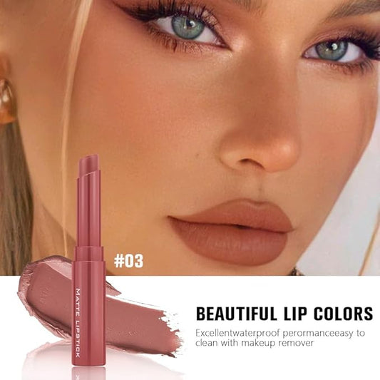 6-Color Velvet Matte Lipstick Balm-in-Pencil for Lips Makeup, Ultra Hydrating, Long-Lasting High lmpact Color Soft Finish, Waterproof Moisturized Lips