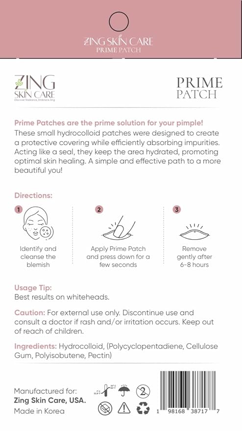 Prime Patch - Hydrocolloid Pimple Patches for Face, Clear Zit Stickers & Acne Dots, Strong Adhesion, Ultimate Blemish & Acne Patch, Made in Korea, Vegan (45 Count)