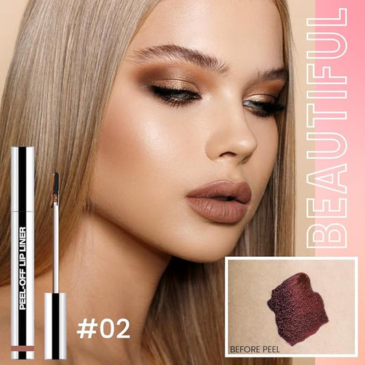 Matte Lip Gloss Stain-Peel Off Lip Liner Tattoo, Brown Lip TintοΌLong Lasting Peel Off Lip Stain, Waterproof Transfer-proof Lip Mask Lip Liner Peel Off Lip Gloss,Stayn Lip Makeup. #02