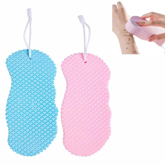 2 Piece Ultra Soft Exfoliating Bath Sponge,Soft Bath Body Shower Sponge,Spa Scrub Exfoliator Dead Skin Remove,3D Bath Sponges for Shower,Reusable Bath Sponge for Adults Children (Blue+Pink)