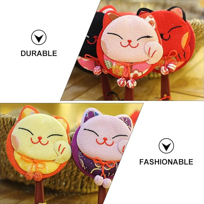 HEALLILY Pocket Hand Mirror - Maneki Neko Japanese Lucky Cat Design - Lightweight & Portable Travel Makeup Mirror - Double Sided - Random Color