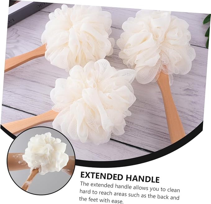2pcs Bath Sponge Brush Handle Exfoliating Loofah Mesh Scrubber for Back and Feet Easy to Clean Suitable for All Ages for Daily Use and Travel