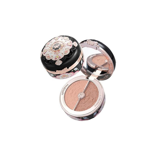 Flower Knows Butterfly Cloud Collar Rouge Box Highlighting & Blush Duo Powder,Blue+Pink Matte Finish Blush & Highlighter Palette,Buildable & Blendable Makeup Blush for cheeks(05 Pearwood)