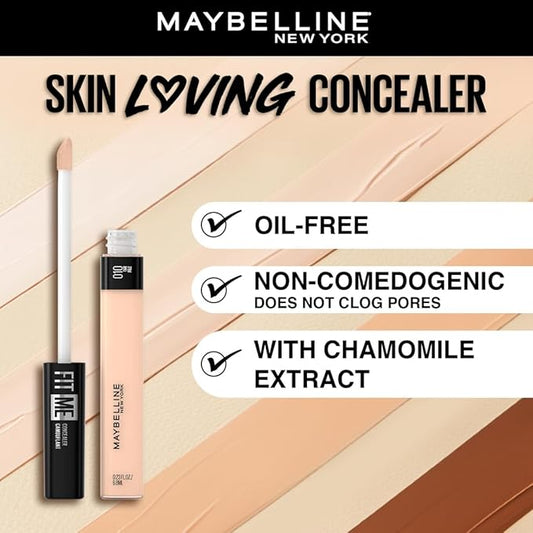 Maybelline New York Fit Me Liquid Concealer Makeup, Natural Coverage, Lightweight, Conceals, Covers Oil-Free, Light, 1 Count (Packaging May Vary)