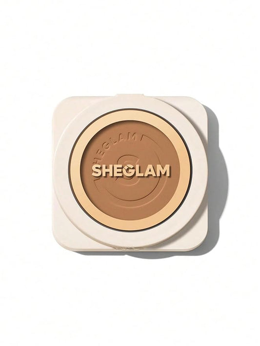 SHEGLAM SKin-Focus Full Coverage Powder Foundation Oil-Control Lightweight Face Pressed Powder Makeup-Chestnut