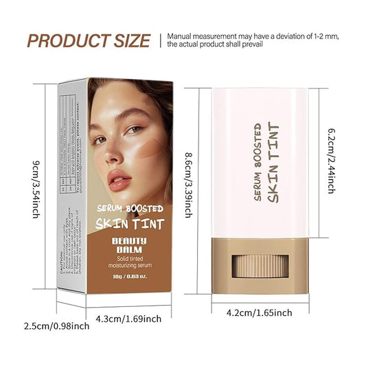 2Pcs Foundation Stick Beauty Balm Serum Boosted Skin Tint, Solid Tinted Moisturizing Serum Contour Stick Foundation Face, Beauty Balm Boosted Tint for Women (#3)