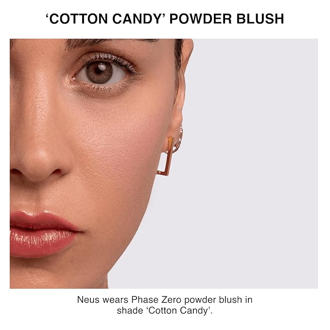 Phase Zero Makeup Powder Blusher - "Cotton Candy" - 4g / 0.141oz - Pigmented, Buildable, Lightweight Powder Blush for a Radiant, Healthy, Natural Glow. Versatile Shade - Dusty Pink - Matte