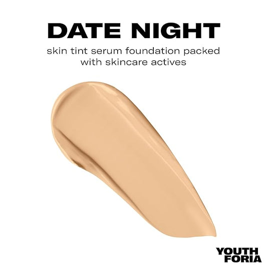 Youthforia Date Night Skin Tint Serum Foundation, Light-Medium Coverage, Hydrating Formula, Vegan & Cruelty-Free, 245 Light to Light Medium - Neutral