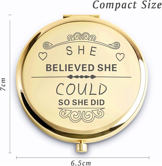 Personalized Gifts for Women Girls, Inspirational Compact Mirrors, 2025 Graduation Gifts for Her, Unique Mothers Day Birthday Gifts for Mom Sister Wife Daughter Niece, Friendship Gifts for Friends