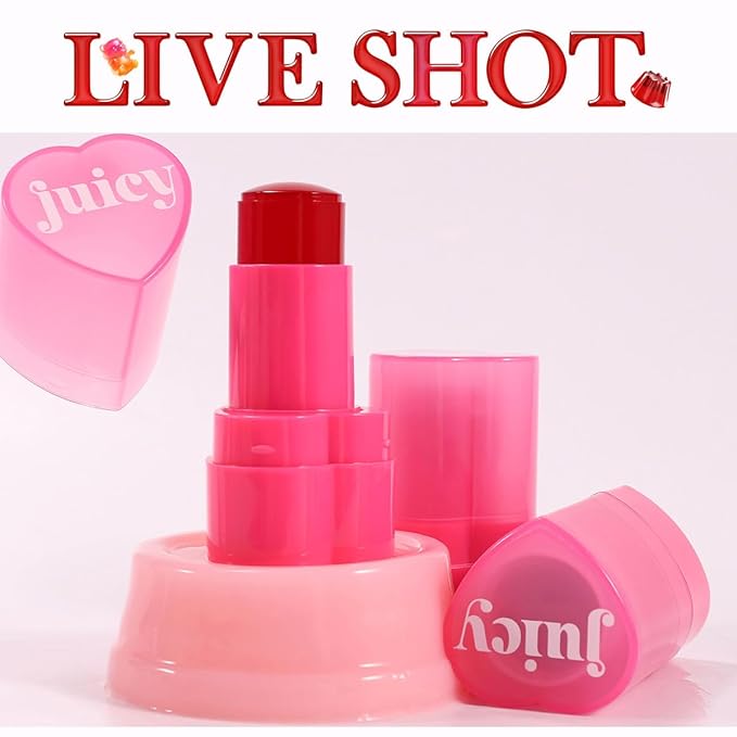 Multi-Use Water Jelly Tint Stick Sheer Lip & Cheek Stain Finish, 3-In-1 Cheek Blush & Eyeshadow & Lip Tinted Long-Lasting Moisture - 1,000+ Swipes Per Stick (# 03, 0.32oz)